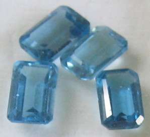 STUNNING! .60 ctw NATURAL EMERALD CUT LONDON BLUE TOPAZ  each 6 x 4 mm