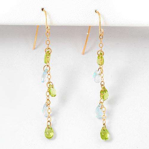 Elegant Earrings With 1.30ctw Precious Stones - Genuine Peridots and Topazes Made in Solid Yellow Go