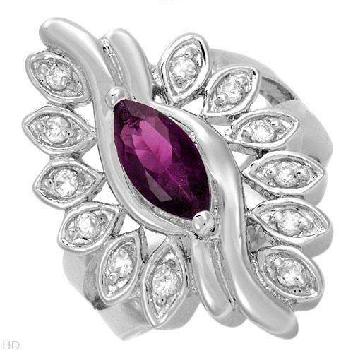 Stunning Brand New Ring With Simulated Amethyst and Cubic zirconia Well Made in 925 Sterling silver.