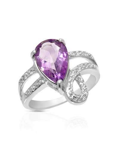 Brand New Ring With 1.76ctw Precious Stones - Genuine Amethyst and Diamonds 925 Sterling silver Size
