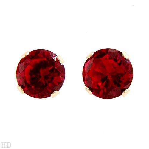 Stylish Earrings With 2.00ctw Created Rubies Beautifully Designed in Solid Yellow Gold