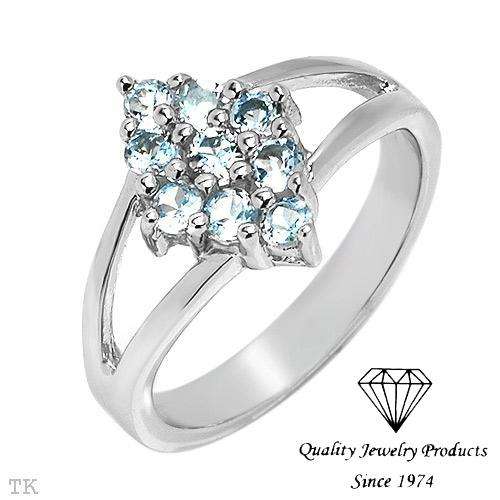 Wonderful Ring With 0.72ctw Genuine Topazes Made of 925 Sterling silver- Size 7