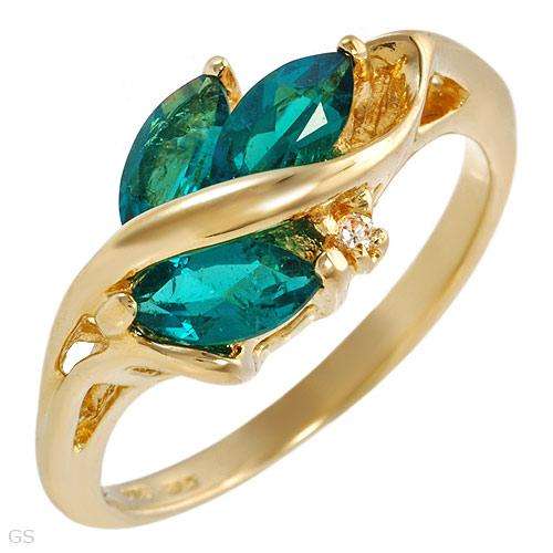 Wonderful Three-stone Plus Ring With 1.00ctw Created Emeralds and Cubic zirconia