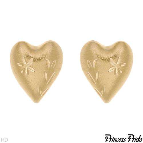 PRINCESS PRIDE Elegant Brand New Heart Earrings Made in 14K Yellow Gold Length 7mm