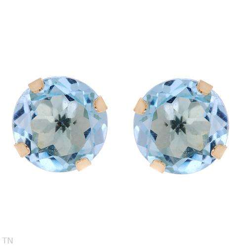 Stylish Brand New Stud Earrings With 1.30ctw Genuine Topazes Well Made in Yellow Gold