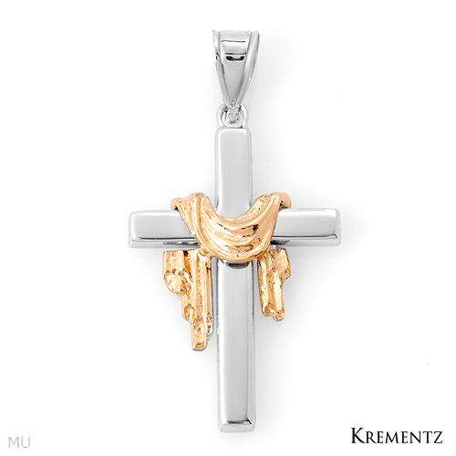 KREMENTZ Attractive Brand New Cross High quality Pendant Crafted in 14K Two tone Gold Length 32.5mm