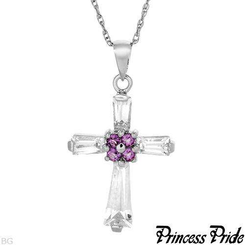PRINCESS PRIDE Fashionable Cross Necklace With 2.62ctw Amethysts and Cubic zirconia Beautifully Desi