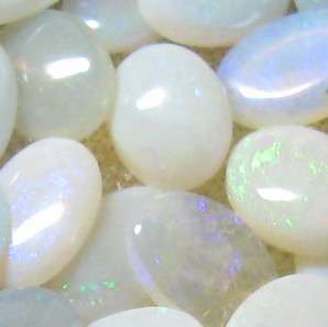 Incredible .60 ctw each Genuine White Opal with Oval Shape and Cabochon cut, 7x5 mm each
