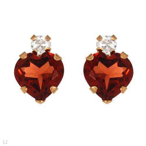 Attractive Brand New Heart Earrings With 1.36ctw Precious Stones - Genuine Garnets and Topazes Craft