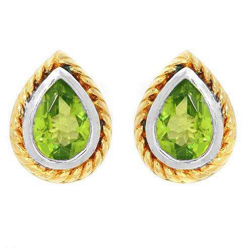 Stunning Brand New Stud Earrings With 1.60ctw Genuine Peridots Beautifully Crafted in 14K/925 Gold p