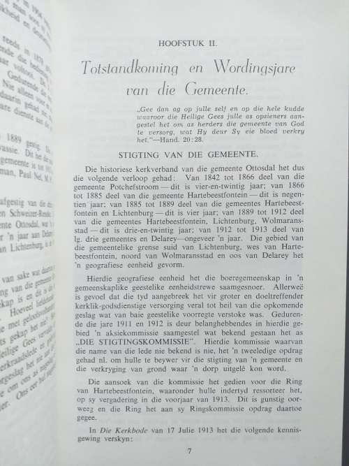 Gedenkboek Goue Jubileum Ned Geref Gemeente Ottosdal 1913-1963