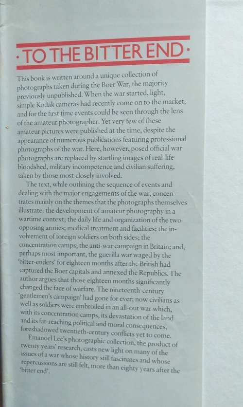 To the Bitter end - Emanoel Lee (Anglo Boer War)