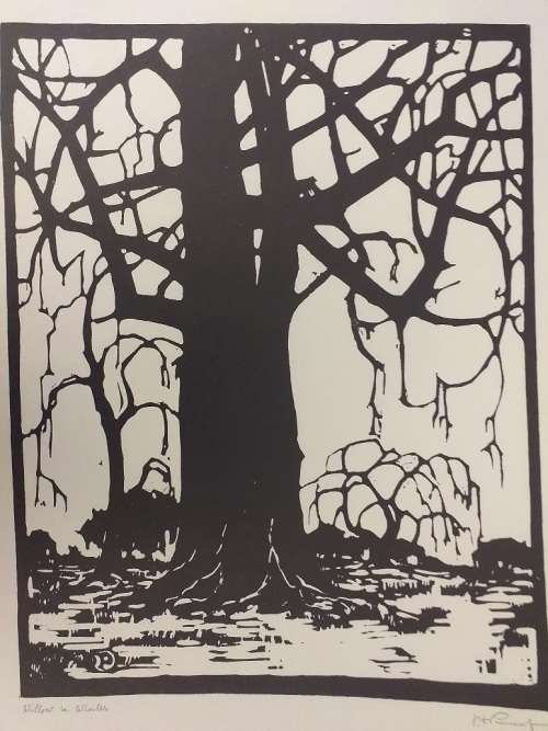 Linosniee afdruk van Wilger in die Winter deur Jacob Hendrik Pierneef