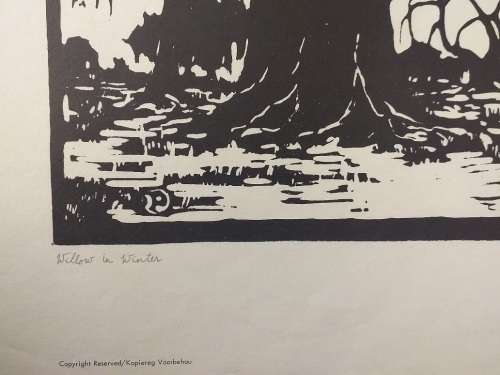 Linosniee afdruk van Wilger in die Winter deur Jacob Hendrik Pierneef