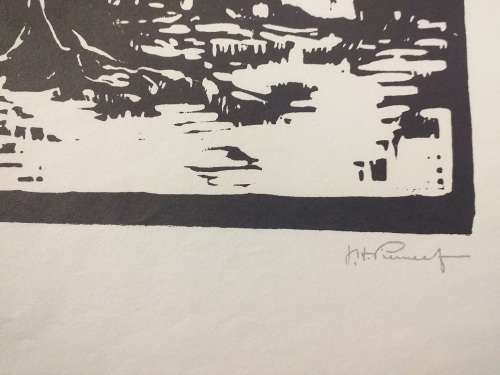 Linosniee afdruk van Wilger in die Winter deur Jacob Hendrik Pierneef