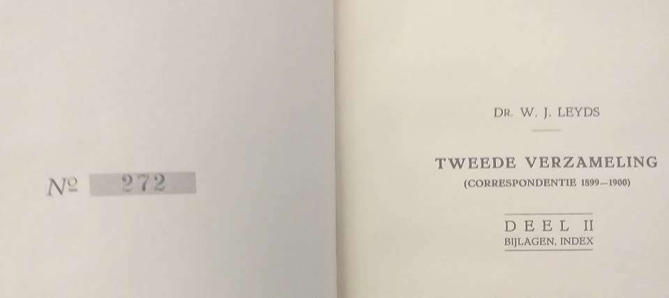 Dr WJ Leyds Tweede Verzameling Correspondentie 1899-1900 Deel II