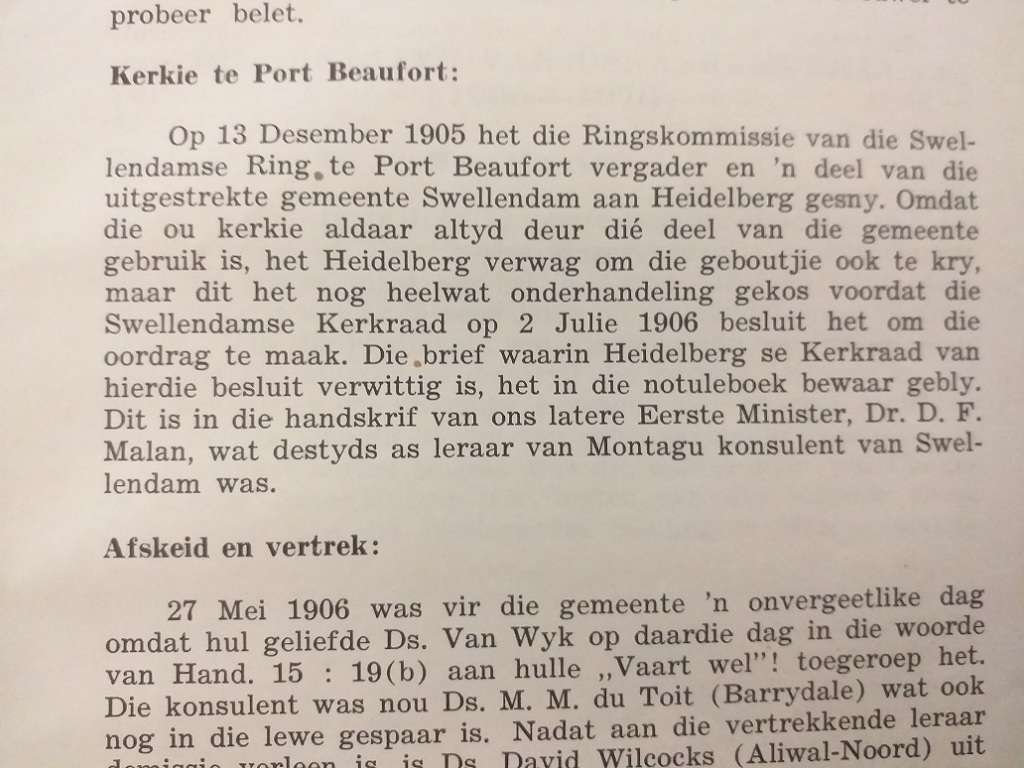 Eeufees Gedenkboek Ned Geref Kerk Heidelberg Kaapland 1855 tot 1955