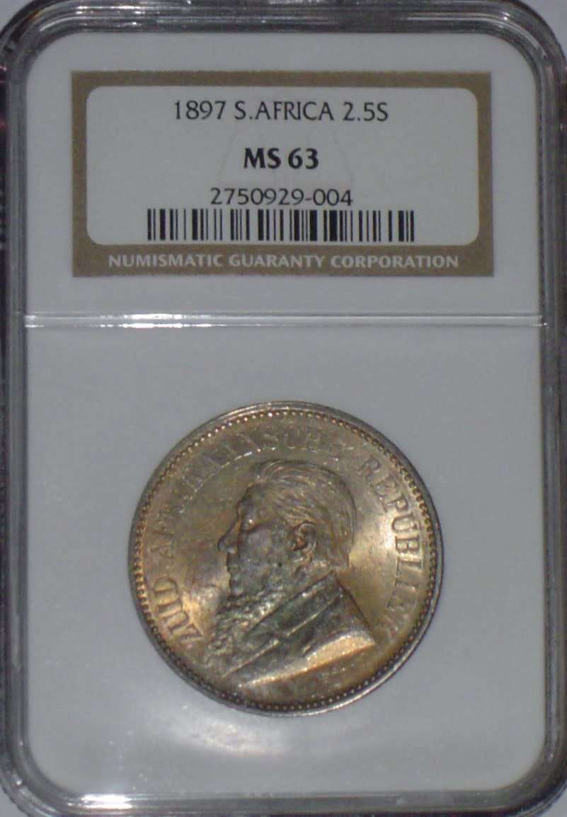 1897 ZAR NGC 2.5 Shilling MS63
