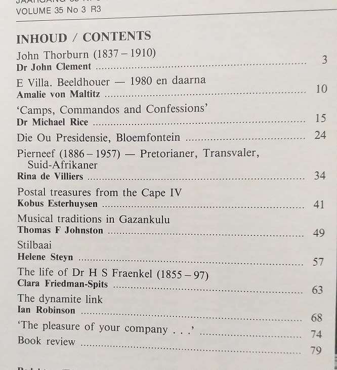 Lantern Tydskrif Magazine Julie 1986 vol 35 nr 3 Arikels Pierneef, Boereoorlog, Stilbaai ens