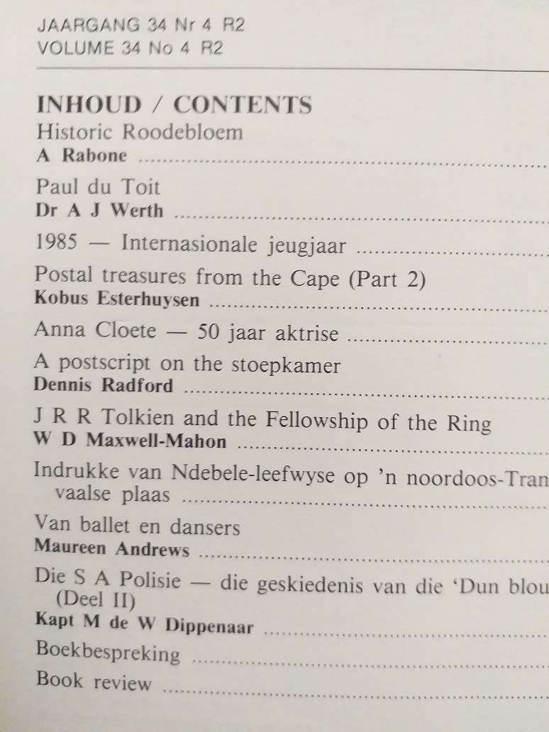 Lantern Tydskrif Magazine Okt 1985 vol 34 nr 4