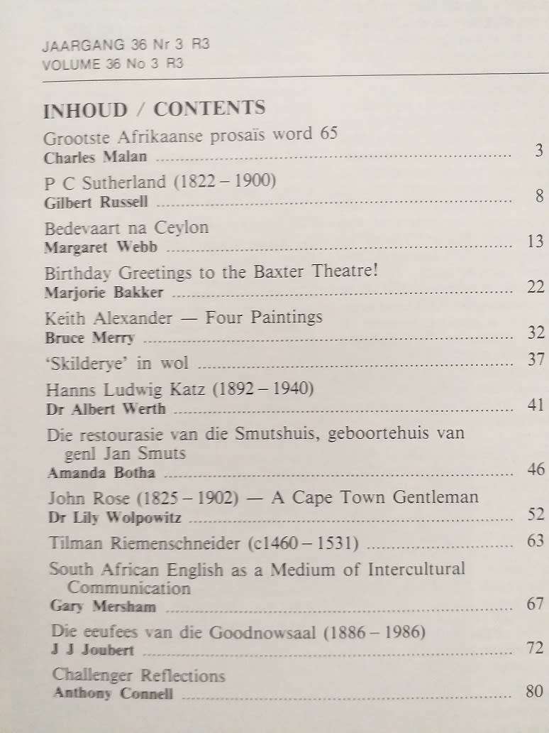 Lantern Tydskrif Magazine Aug 1987 vol 36 nr 3 Boerekrygsgevangenis Ceylon