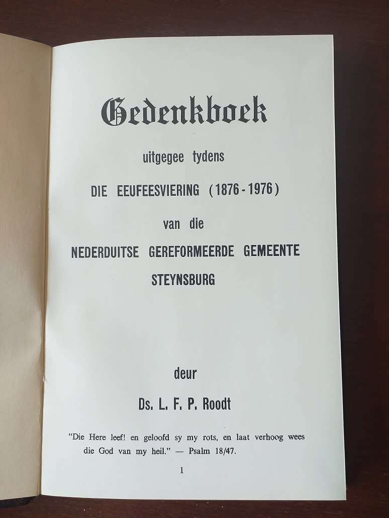 Gedenkboek NG Gemeente Steynsburg 1876-1976 (Ds LFP Roodt)