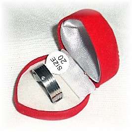 Gentleman's Stainless Steel Ring with 1 Simulated Diamante - Size 20