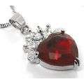 Red Gemstone 18K White Gold Plated Pendant on 18K White Gold Plated Chain