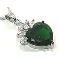 Green Gemstone 18K White Gold Plated Pendant on 18K White Gold Plated Chain