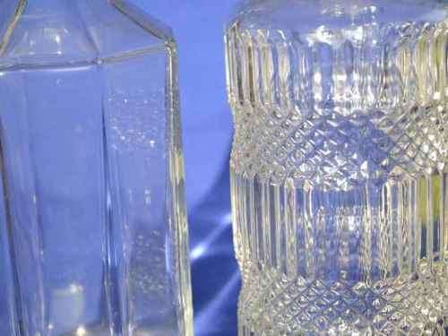 TWO GLASS DECANTERS
