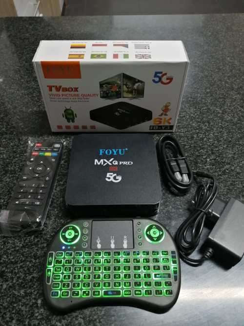 Smart Tv Box 6k including Wireless Mini Backlit Keyboard