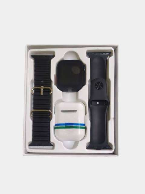 Dual Strap Smart Watch + Fitness Health Tracker + Earphones