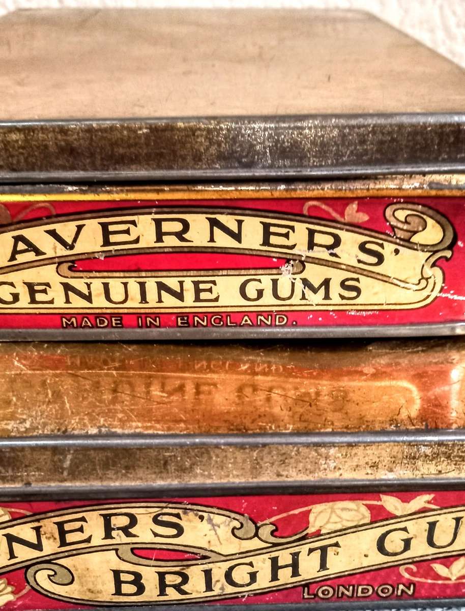 3 x Vintage Lithographed Tins. Taverners Finest Bright Mixed Gums.