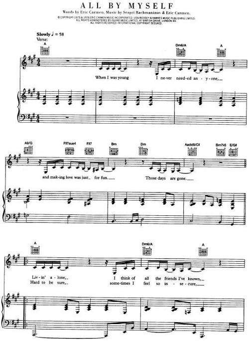 Celine Dion - All By Myself (Piano Sheet Music) *Free Shipping*