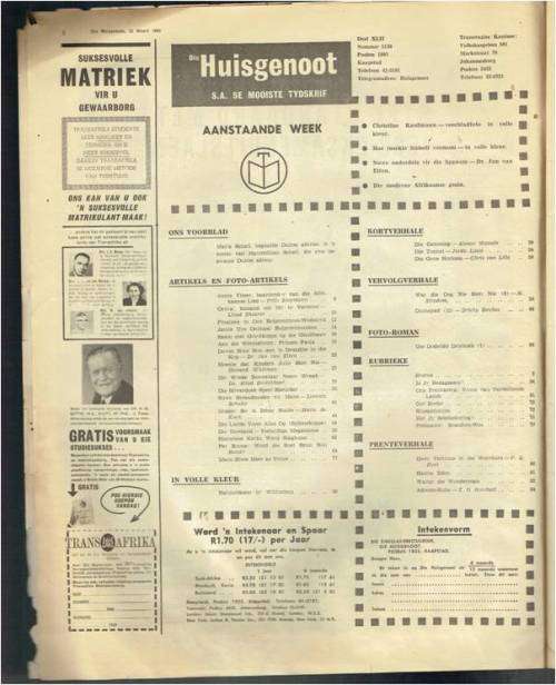 Huisgenoot Tydskrif - 15 Mrt 1963 - Sien produkbeskrywing vir inhoud