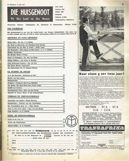 Huisgenoot Tydskrif - 17 Julie 1964 -  Sien produkbeskrywing vir inhoud