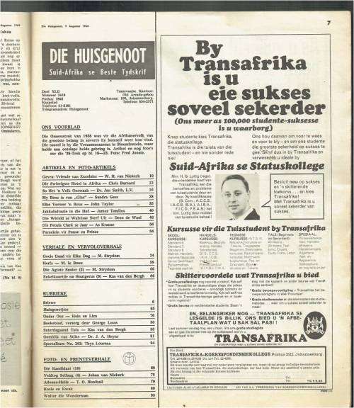 Huisgenoot Tydskrif - 9 Aug 1968 - Kyk produk beskrywing vir inhoud - Ossewa trek 30 jaar herdenking