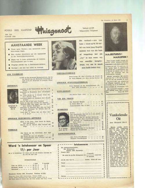 Huisgenoot tydskrif - 25 Maart 1960 - Sien produkbeskrywing vir inhoud