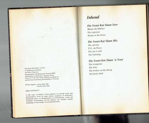 Die swartkat slaan n noot - Chris Sasner - 1986 - Swart Kat jeugavontuur nr 4