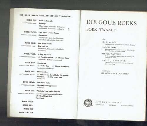 Die goue reeks - Boek Twaalf - Du Toit -  (1967?) - Skool leesboek met jeug kortverhale