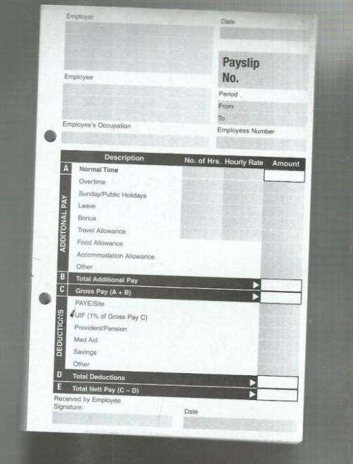 Payslip booklet (50 duplicate tearoff payslips) from Bussiness books