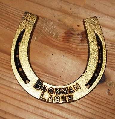 Bootman Lager - Cast Iron Horse shoe painted gold