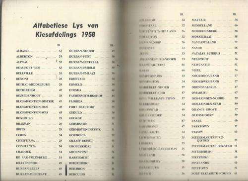 Verkiesings 1910-1958 - Boekie met uitslae en 1958 uitslae met n pen ingevul