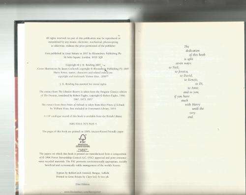 Harry Potter and the deadly hallows - JK Rowling - 2007 hardcover first ed,