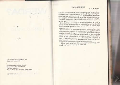 Werda - Frans Conradie - 1991 - Deel van die Boereoorlog trilogie