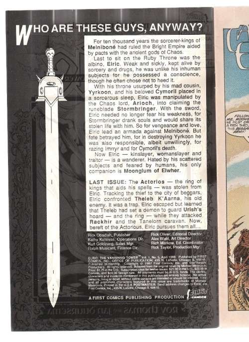 Elric the Vanishing Tower - Comic - no 5 1988