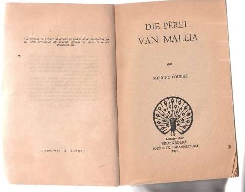 Die Perel van Maleia - Meiring Fouche (o1) - Pronk boek - Maagd van die See reeks