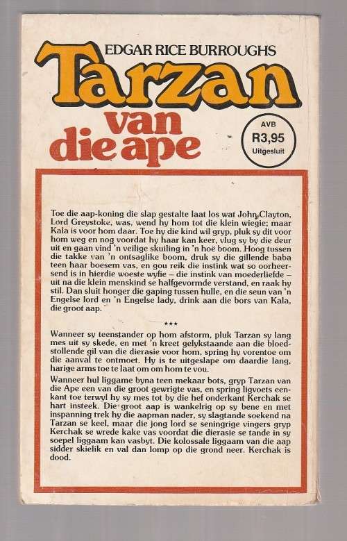 Tarzan van die Ape - Edgar Rice Burroughs - Nr 1 Sagteband Tarzan reeks (o4)