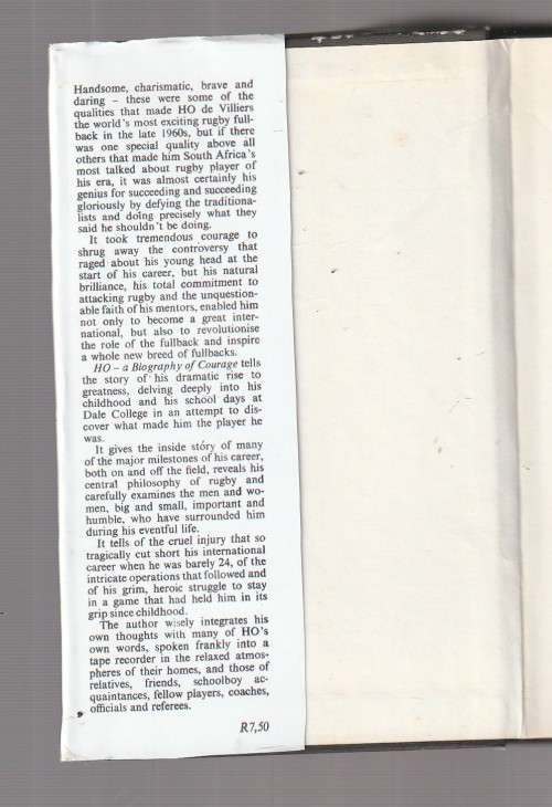 HO - Biography of Courage - Neville Leach (a2) The Life of rugby legend HO de Villiers