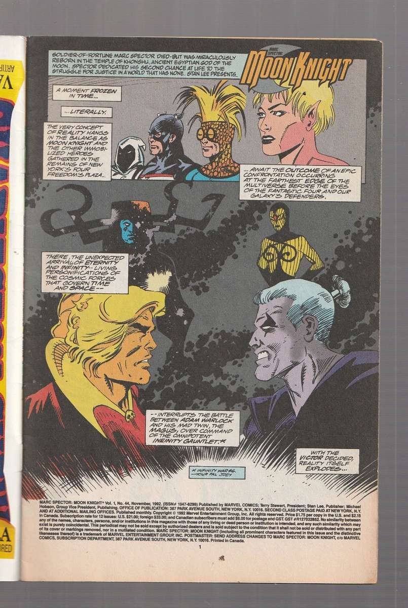 The face of MOON KNIGHT no 44  Comic 1992 (tab)